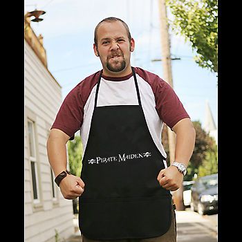 Pirate maiden black grilling kitchen apron skull and bones grog ship&#039;s cook chef for sale