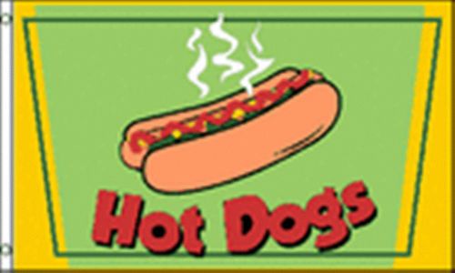 hot dogs 3&#039;x5&#039; flag w/brass grommets - polyester