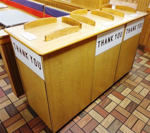 High Quality Commercial Restaurant Triple Waste Receptacles with Tray Top