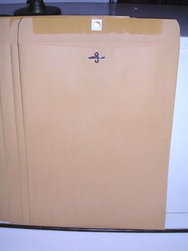 Five (5) kraft clasp manila shipping mailing gummed envelopes 10&#034; x 13&#034; for sale