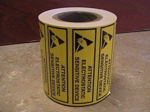500 static warning labels 2x.625 attention electrostatic sensitive devices roll for sale