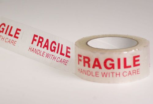4 rolls 2.2 mil 2&#034; x 110 yds 330 ft fragile handle with care clear shipping tape for sale