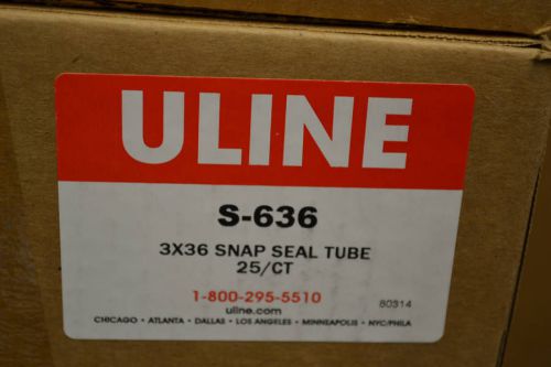Case of 25 Uline 3&#034;x36&#034; Snap-Seal Mailing Storage Tubes Posters Plans Blueprint