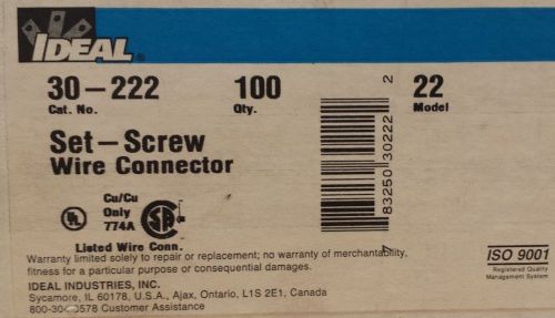 100 PCS !  IDEAL 30-222 Wire Connector,Set Screw,Black