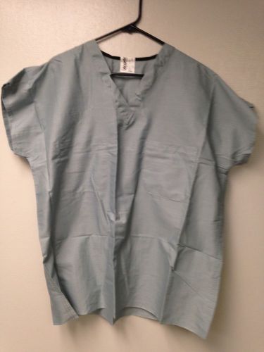 Angelica Scrub Top Large Blue - Gray Made in USA Nurse Doctor Surgical