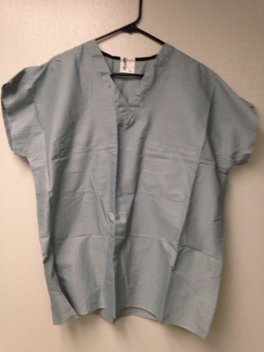 Angelica Scrub Top Large Blue - Gray Made in USA Nurse Doctor Surgical
