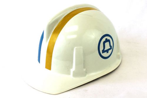 Vintage at&amp;t hard hat helmet blue &amp; yellow topgard size 6.5 to 7.75 for sale