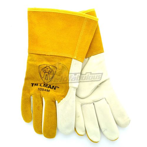 Tillman 1354M 4&#034; Cuff Grain/Split Cowhide Mig Gloves w/Kevlar Sock Lining,Medium