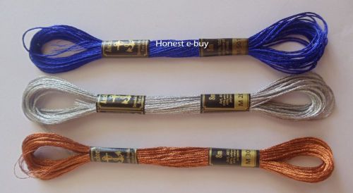 Anchor Light Effect Metallic Embroidery Floss Skeins thread COPPER SILVER BLUE