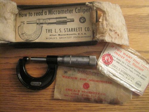 Starrett Micrometer No. 436-1in w/ wrench and papers