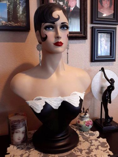 Vintage Style Art Deco Flapper 27&#034; Mannequin Head/ Hat Stand