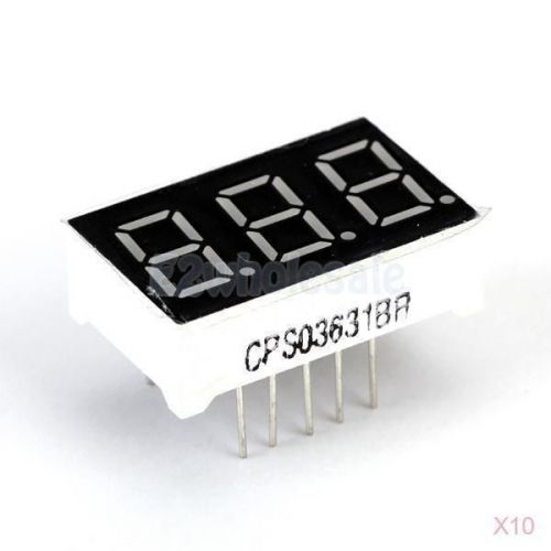 10pc 0.36&#034; Segment 3 Digit Red LED Display 11 Pins Common Anode 2.25 x 1.4 cm
