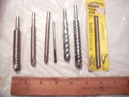 masonry drill bits STANLEY new old stock masters fuller 1/2&#034; 3/8&#034; 5/16&#034; 1/4 &#034;13/