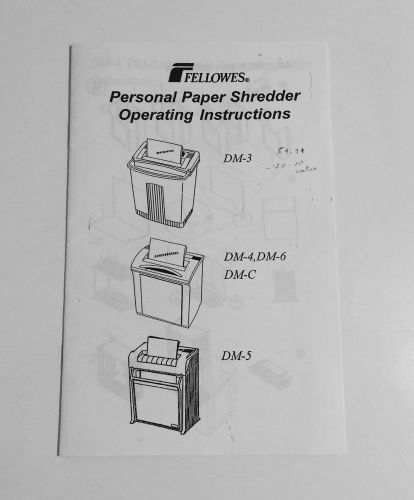 Fellowes DM-3, DM-4, DM-5, DM-6, DM-C Instruction Booklet/User&#039;s Manual (#1506)