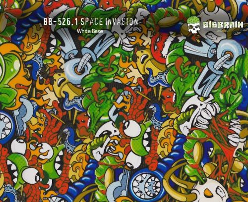 5 m (16.3 ft) space invasion sticker bomb cartoon hydrographics film free ship for sale