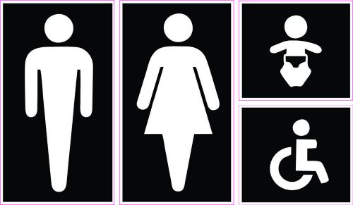 Bathroom Restroom Sign Vinyl Sticker Decal - Men Women Baby Handicap Accessible