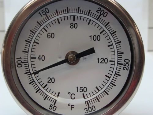3&#034; bimetal thermometer back mount 12&#034; stem 1/2&#034; npt 50 degrees f~300 degrees f for sale