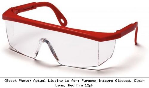 Pyramex integra safety glasses - clear lens, red frame sr410s, 12 pack for sale