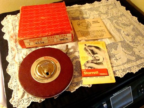 Vintage  Starrett Steel Tape Measure H510 in box 100 Feet with instructions etc.