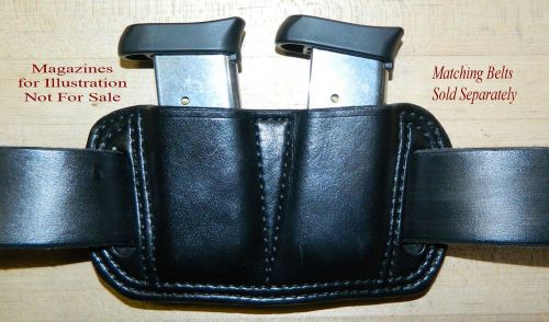 Leather Double MAG POUCH fits 9mm Single Stack for Sig Sauer P938 magazines