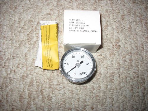 Panel mount pressure gauge, u clamp, 2&#034;, 0 to 200 psi, 1/8&#034; npt 4au43 for sale