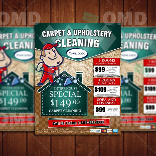 Custom Carpet Cleaning Flyer - WE DESIGN &amp; SHIP TO YOU - Upholstery Marketing