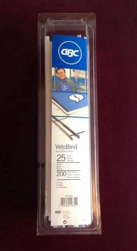 Gbc velobind 4 pin binding strips 25 pack white 9741634 for sale