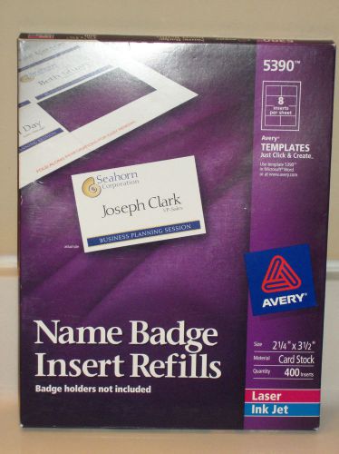 Avery Name Badge Insert Refills #5390 36 Sheet = 288 Blank Badges 2 1/4 x 3 1/2