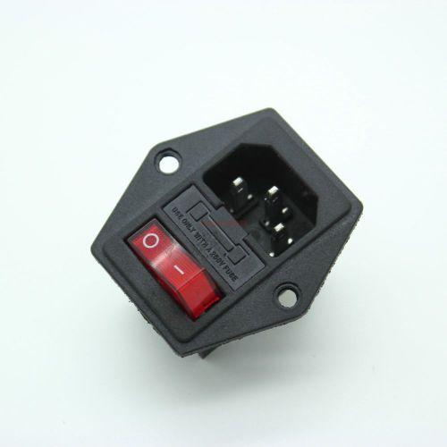 10pcs iec320 c14 power inlet cord socket with red light rocker switch 250v/10a for sale