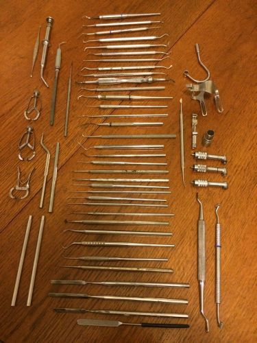 Lot of 56 Assorted Dental Dentist Tools Scrapers Carvers Picks Drill Head Clamps