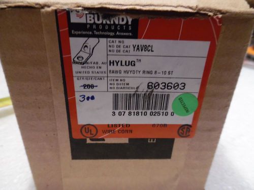 Burndy yav8cl copper compression lug  8awg  #8- #10 stud hylug nib lot of 300 for sale