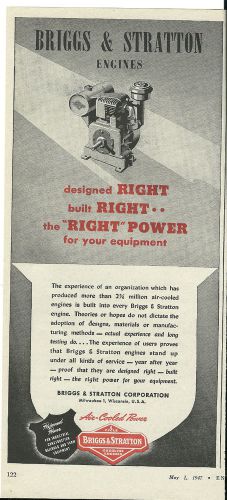 May,1, 1947 Briggs &amp; Stratton Corp.Milwaukee,Wis.Gas Engine  Large Color ad