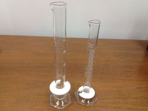 Pyrex - no. 3024 - 50ml &amp; 25ml - graduated cylinder - tc 20°c - lot of (2) for sale