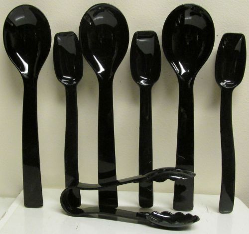 6 Serving Spoons 2 Different Styles &amp; 1 Tong ~ Used For Salad bars or Buffets