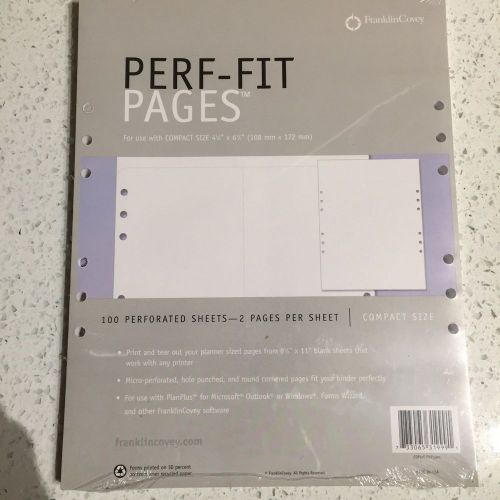 Perf-fit Compact Size Perforated Pages for Franklin Covey Planner 100 Sheets