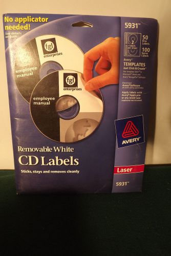 Avery 5931 5824 white removable laser cd dvd labels 50 disc 100 spine new for sale