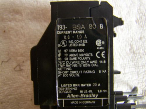 Allen-Bradley 193-BSA  90 B overload relay