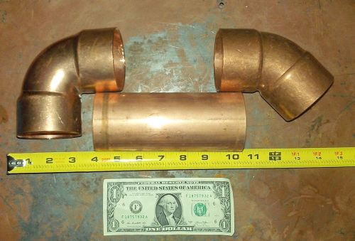 2-1/2&#034; Type L Copper Tubing 6-1/8 inches long plus 90 and 45 elbow(3 piece set)