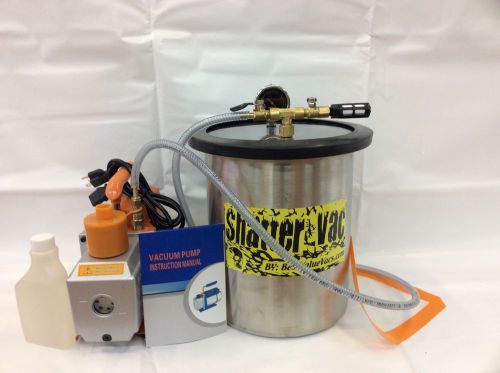 3  Gallon Stainless Steel Shatter Vac chamber W/ 3 cfm single stage vacum pump
