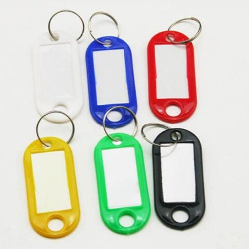 Key tags id rings split labels lot 100 label plastic name key chain colour gift for sale