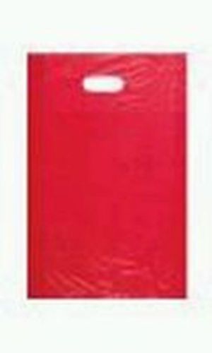 ON SALE 500  RED PLASTIC SHOPPING BAGS w/ DIECUT HANDLE 13X3X21  PARTY RETAIL
