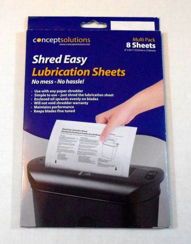 Shredder Lubricant Sheets White 8 Sheets Multi Pack  6&#034; x 8.5&#034; Concept Solutions