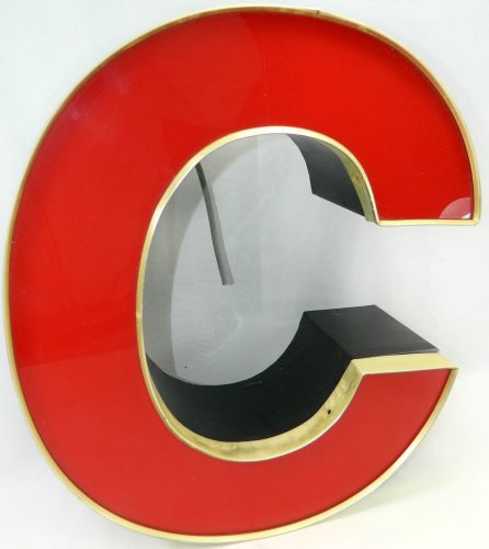 17&#034; large big wall sign neon lighted industrial red black metal plastic letter c for sale