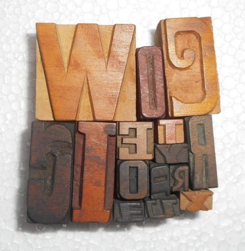 Letterpress Letter Wood Type Printers Block &#034;Lot Of 15&#034; Typography.In790