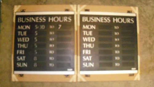 2 headline sign century series business hours sign,heavy-duty plastic,13 x 14, for sale