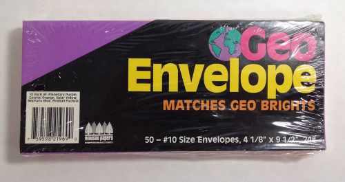 Geo Envelope #10 Envelopes Bright Multi-Color 50 Count - New Sealed