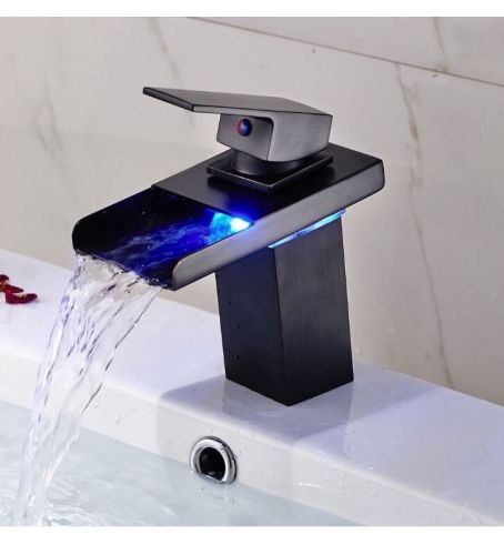 Rozin Oil Rubbed Bronze Led Light Waterfall Bathroom Faucet