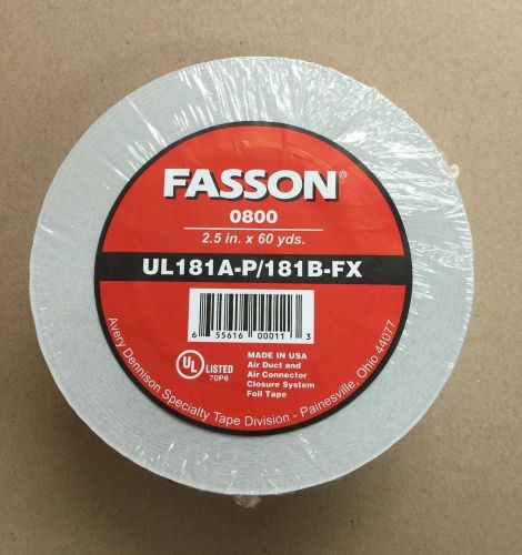 Fasson foil tape ul181a-p/181b-fx 2.5&#034;x60yds air duct hvac silver 0800 for sale