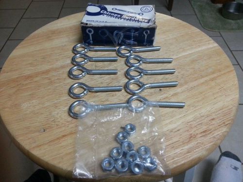 Chicago hardware turned eye bolts 1/4&#034;x 20 x 2-1/2&#034; #e-2   lot of 10 for sale