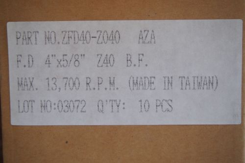 AZ ZFD40-Z040 Abrasives 4&#034; x 5/8 Zirconia Flap disc 40 Grit (10 - Flap Disc )